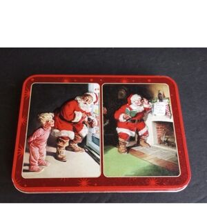 Coca Cola Collectible Tin 2 Decks Of Playing Cards Christmas Holiday See Descrip